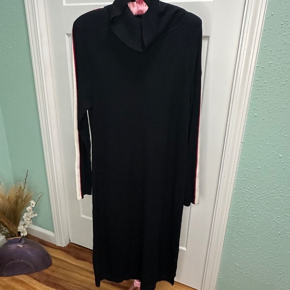 Talbots Medium BUTTON DETAIL TURTLENECK SWEATER DRESS - RACER STRIPE - Picture 2 of 8